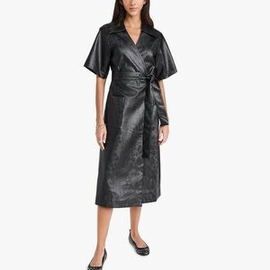 NWT SEA  Vilma Croc-Embossed Faux Leather Wrap Dress Size Small $450